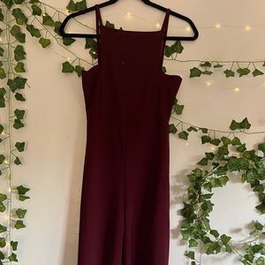 Maroon wide-legged jumpsuit